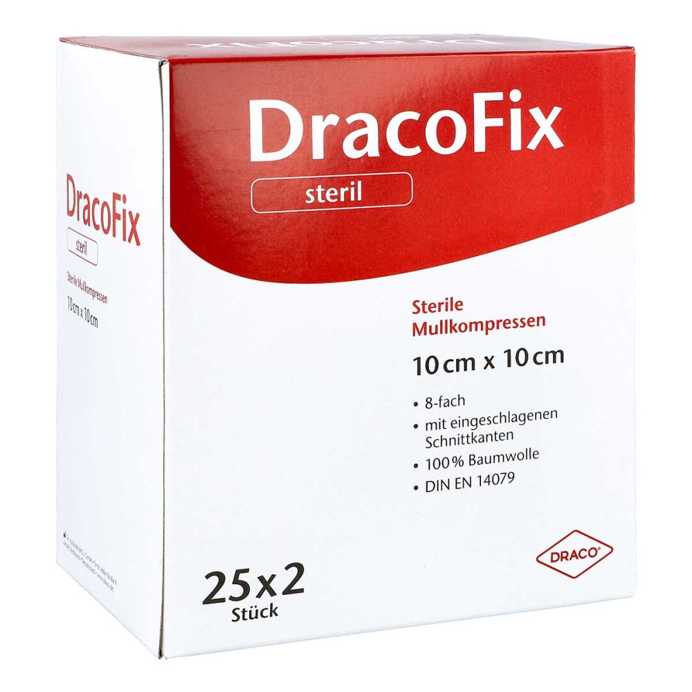 Dracofix Peel Kompressen 10x10 Cm Steril 8fach (25X2 stk)