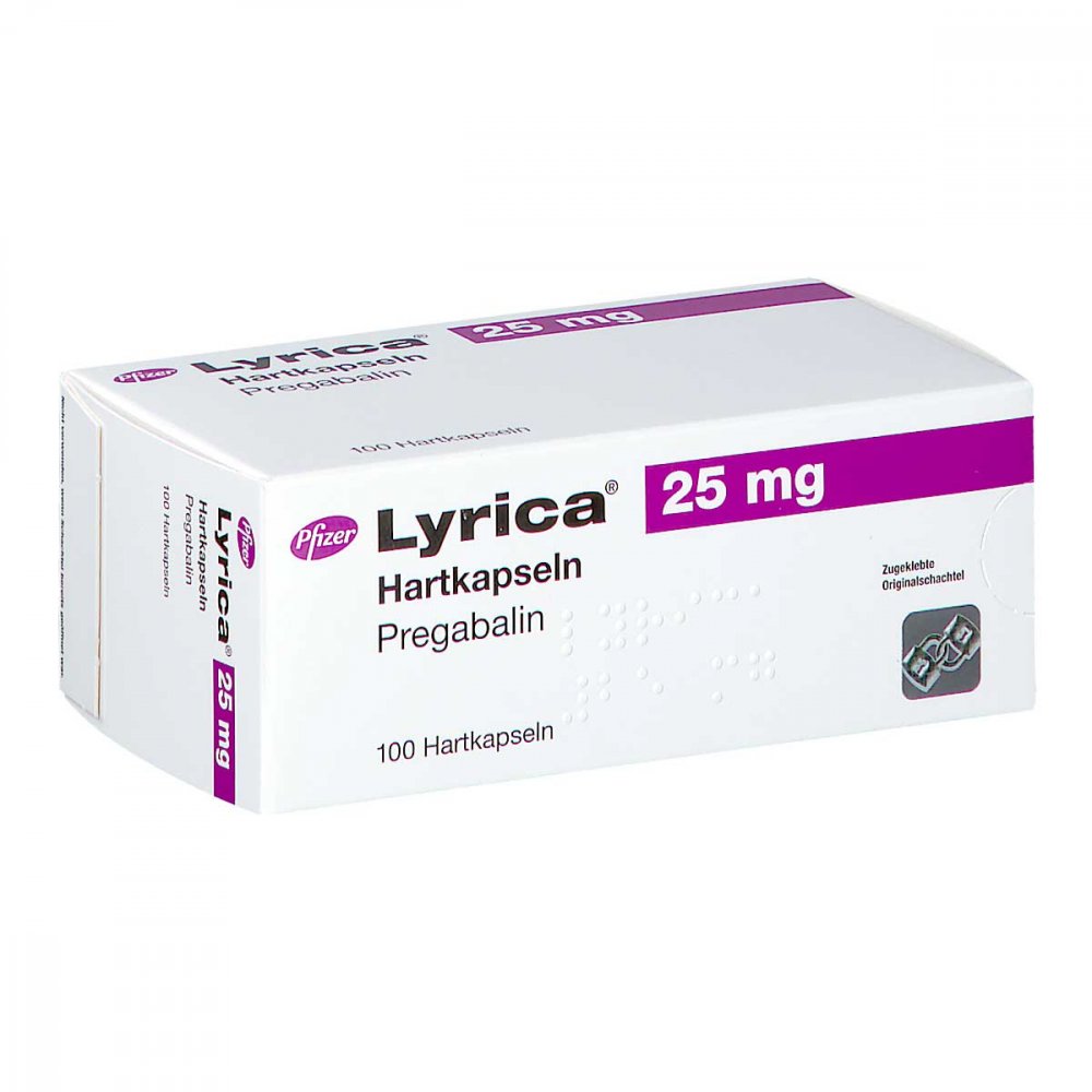 Das Produktfoto zeigt Lyrica 25 Mg Hartkapseln (100 stk) PZN 03389234