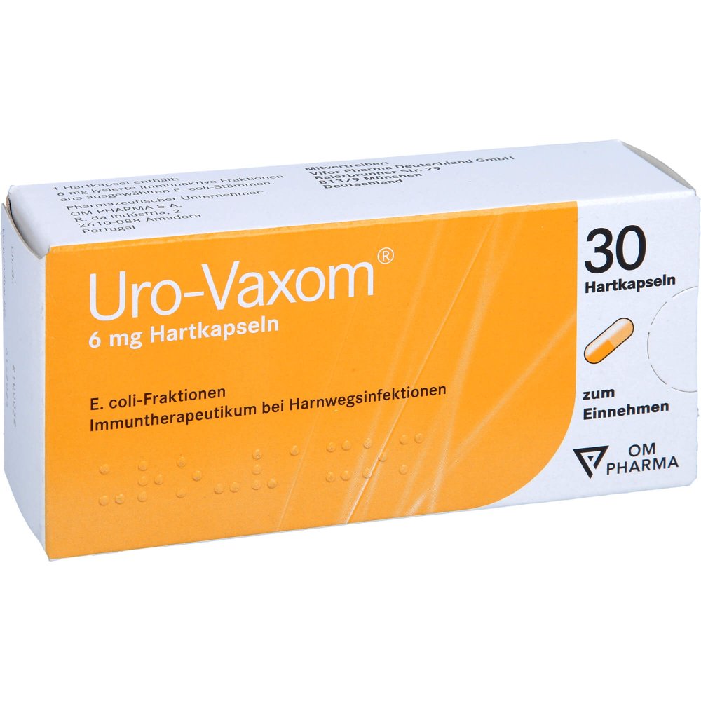 Das Produktfoto zeigt Uro Vaxom 6 Mg Hartkapseln (30 stk) PZN 03389694