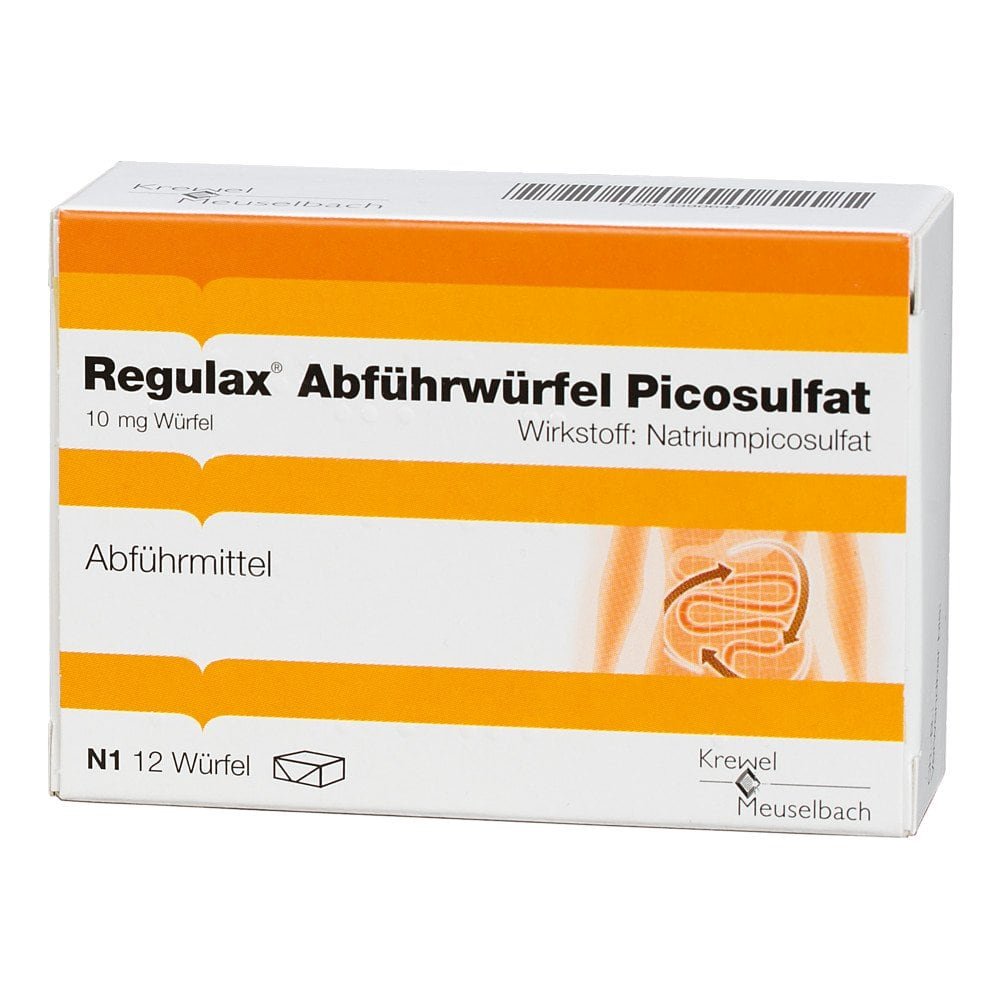 Das Produktfoto zeigt Regulax Abführwürfel Picosulfat (12 stk) PZN 03390645