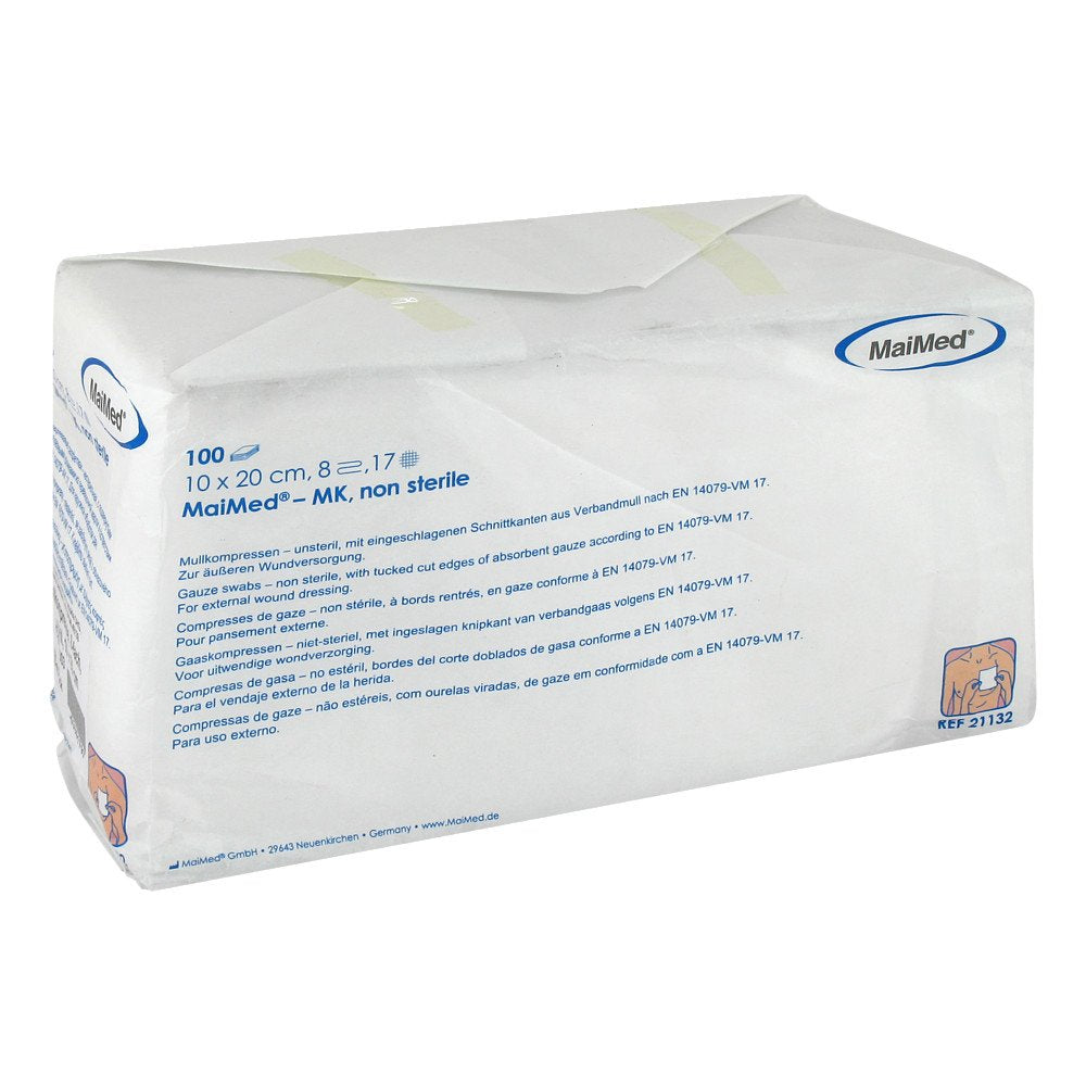 Das Produktfoto zeigt Mullkompressen 10x20 Cm Unsteril 8fach (100 stk) PZN 03391797