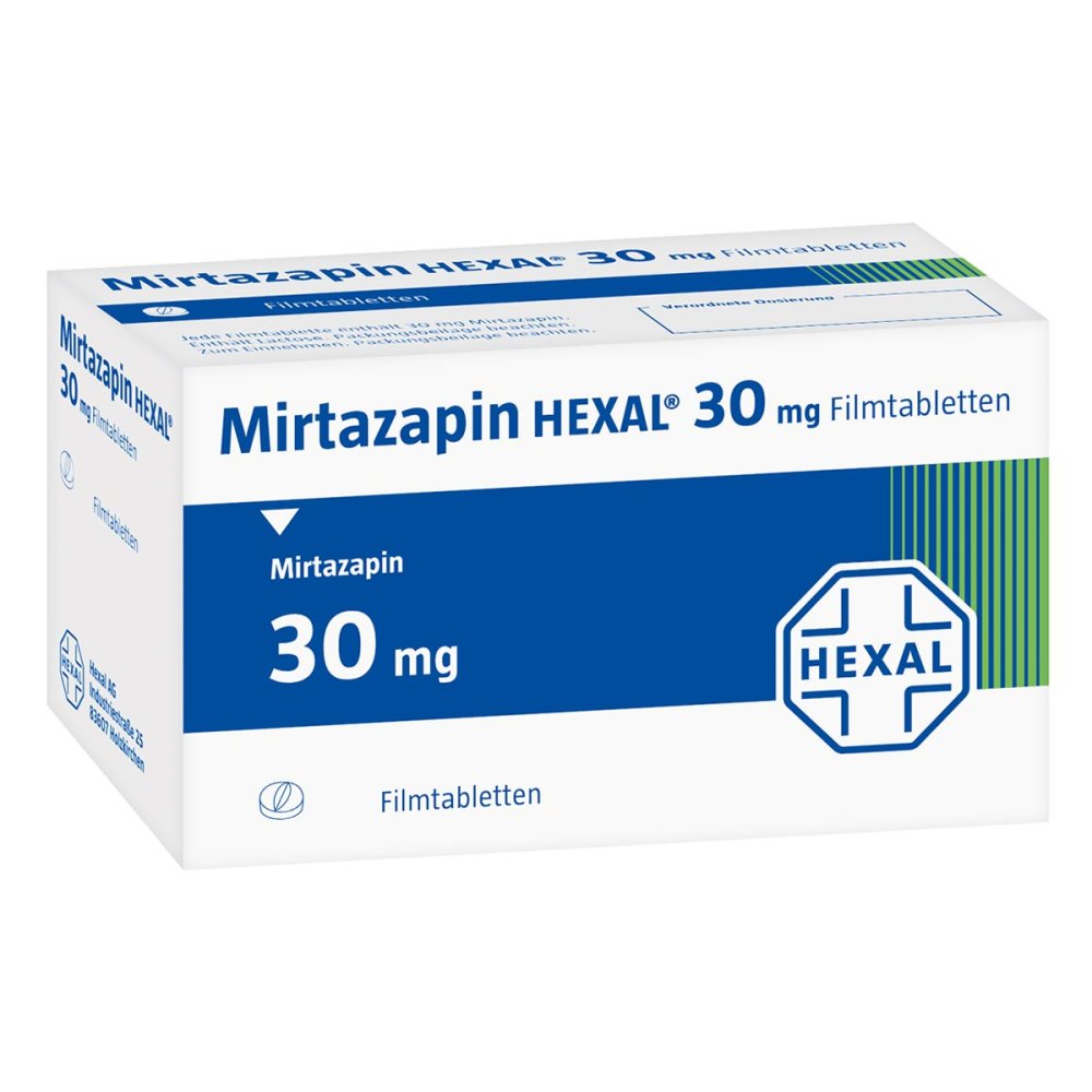 Das Produktfoto zeigt Mirtazapin Hexal 30 Mg Filmtabletten (20 stk) PZN 03393483