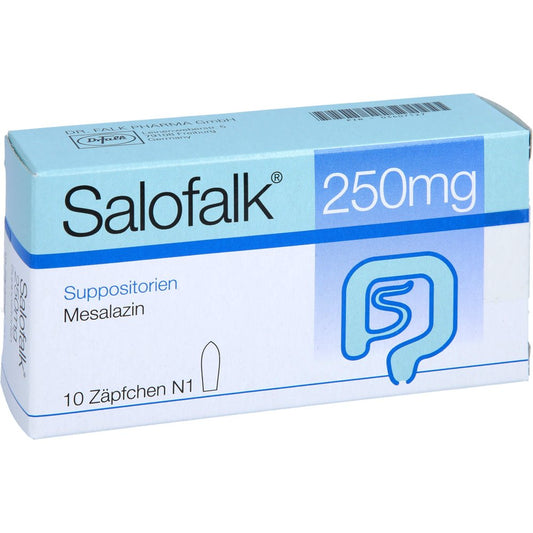 Das Produktfoto zeigt Salofalk 250 Mg Suppositorien (10 stk) PZN 03407127