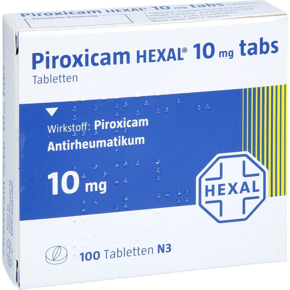 Das Produktfoto zeigt Piroxicam Hexal 10 Mg Tabs Tabletten (100 stk) PZN 03412068