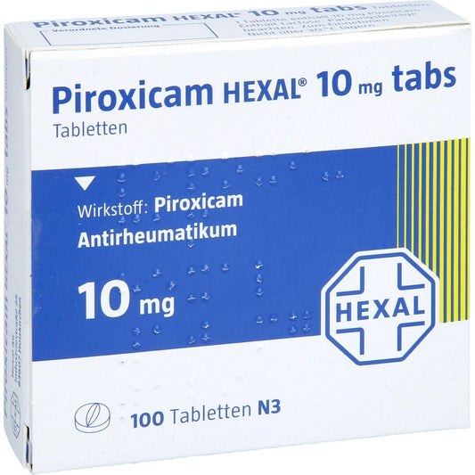 Das Produktfoto zeigt Piroxicam Hexal 10 Mg Tabs Tabletten (100 stk) PZN 03412068