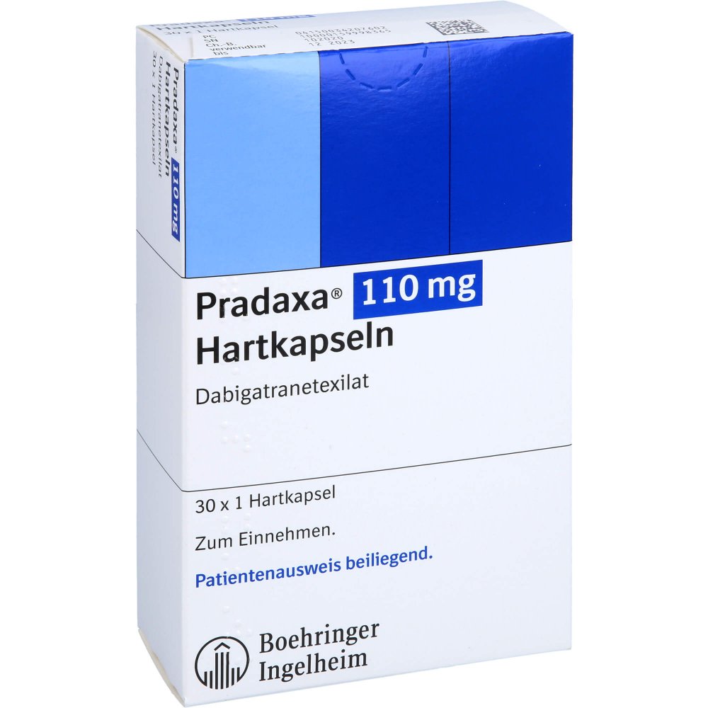 Das Produktfoto zeigt Pradaxa 110 Mg Hartkapseln (30 stk) PZN 03420760
