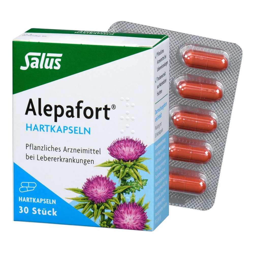 Das Produktfoto zeigt Alepafort Mariendistel Hartkapseln (30 stk) PZN 03425757