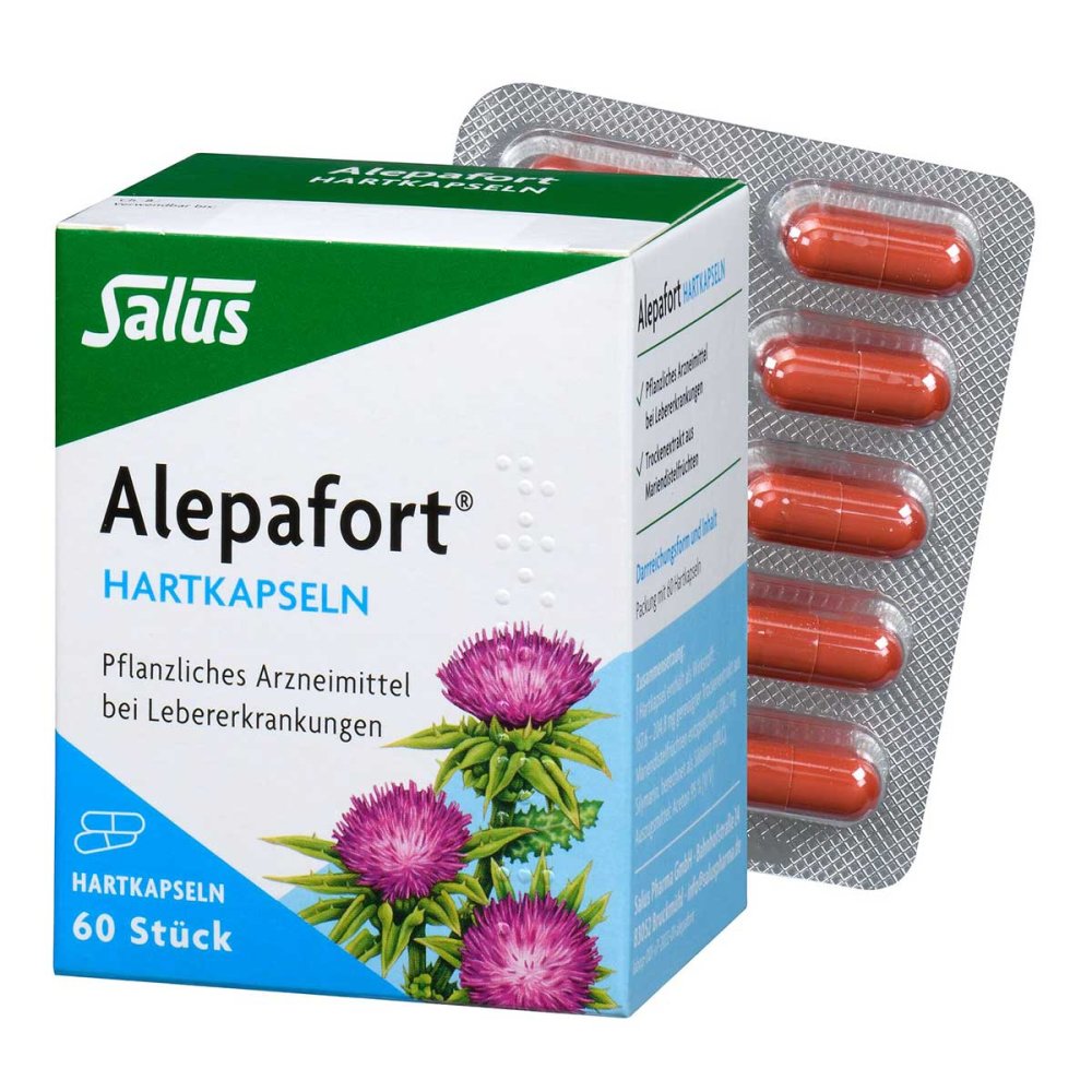 Das Produktfoto zeigt Alepafort Mariendistel Hartkapseln (60 stk) PZN 03425763