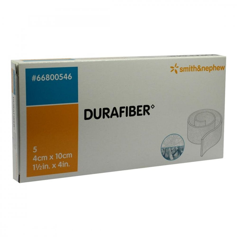 Das Produktfoto zeigt Durafiber 4x10 Cm Verband (5 stk) PZN 03426024