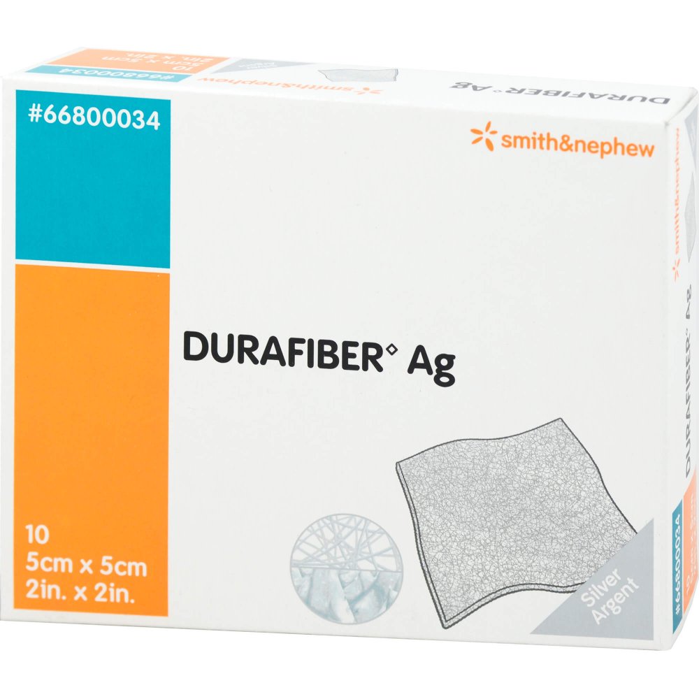 Das Produktfoto zeigt Durafiber Ag 5x5 Cm Verband (10 stk) PZN 03426159
