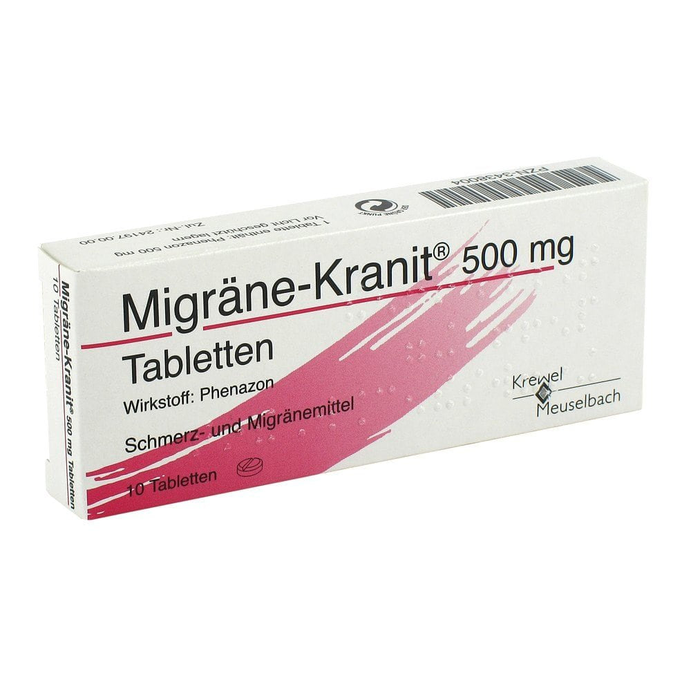 Das Produktfoto zeigt Migräne Kranit 500 Mg Tabletten (10 stk) PZN 03438004