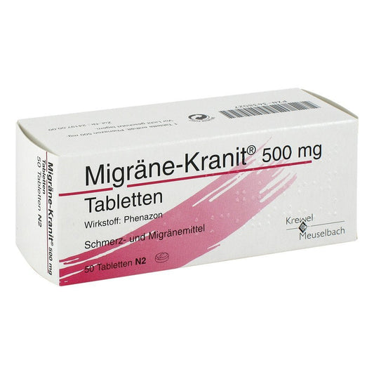 Das Produktfoto zeigt Migräne Kranit 500 Mg Tabletten (50 stk) PZN 03438027