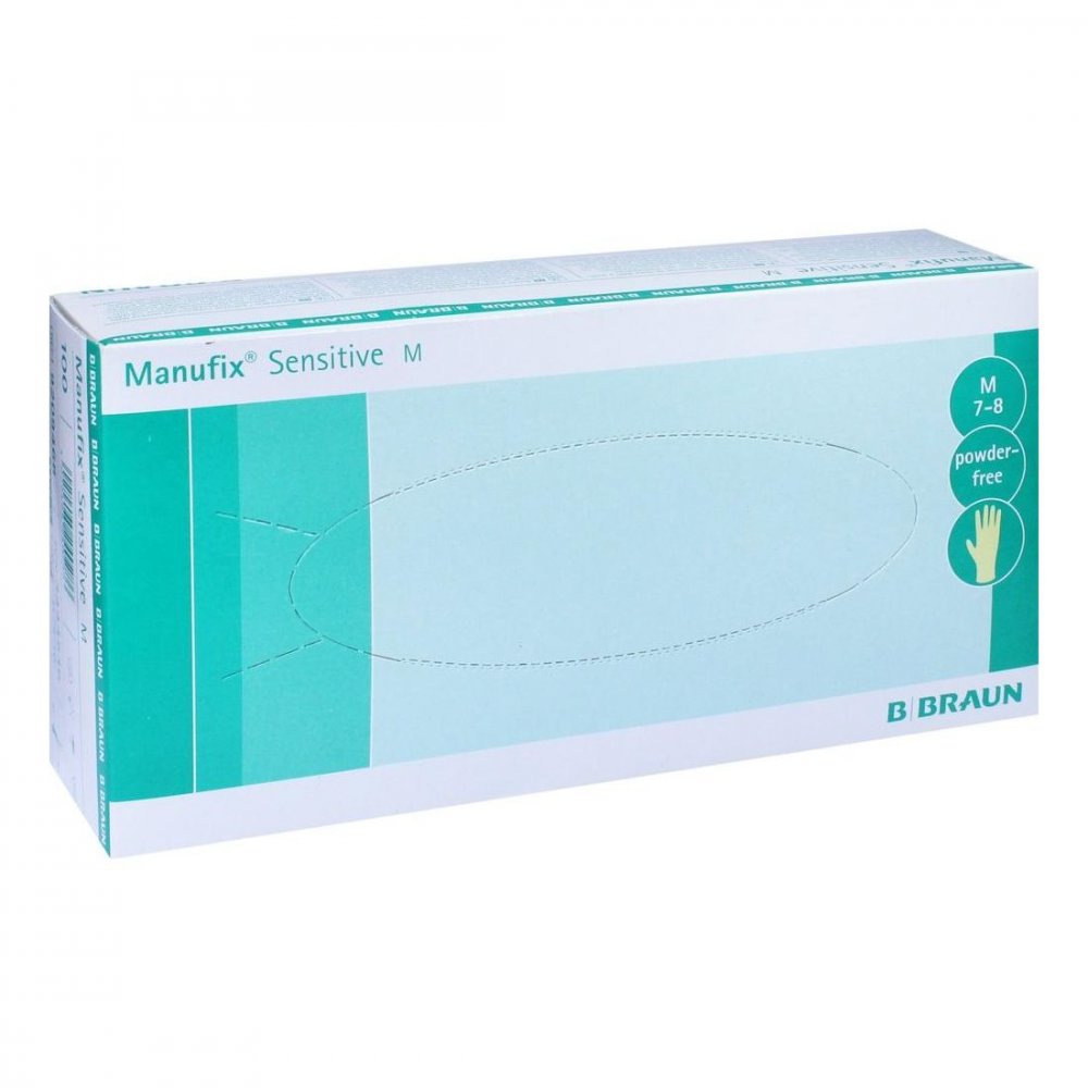 Das Produktfoto zeigt Manufix Sensitive Unters.Handschuhe Pf Mittel (100 stk) PZN 03444536