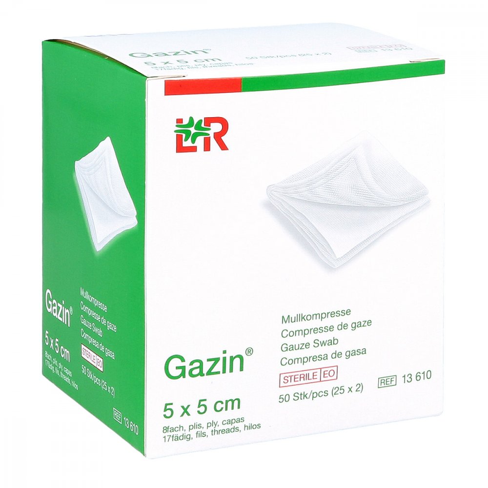 Gazin Mullkomp.5x5 Cm Steril 8fach (25X2 stk)