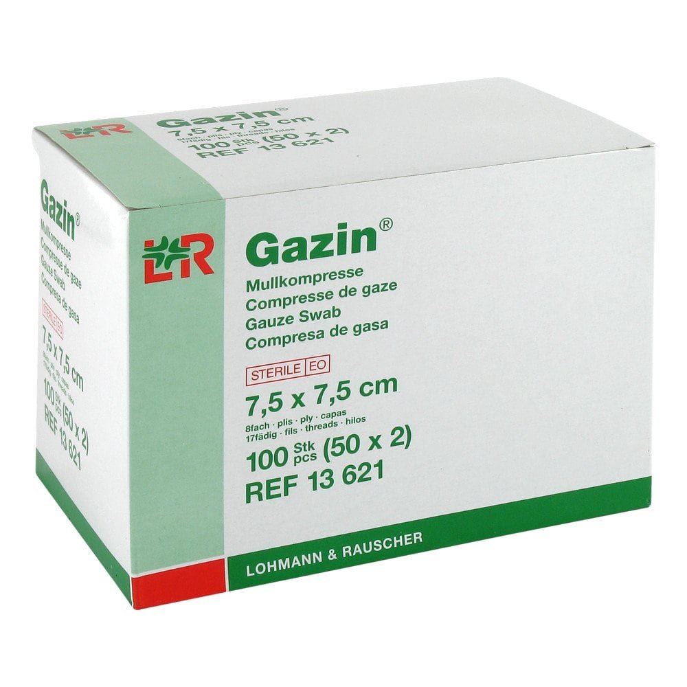 Gazin Mullkomp.7,5x7,5 Cm Steril 8fach (50X2 stk)