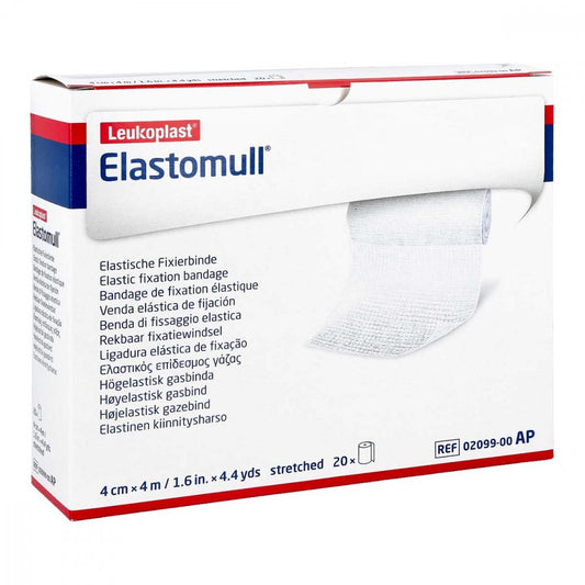Das Produktfoto zeigt Elastomull 4 Cmx4 M Elast.Fixierb.2099 (20 stk) PZN 03486173
