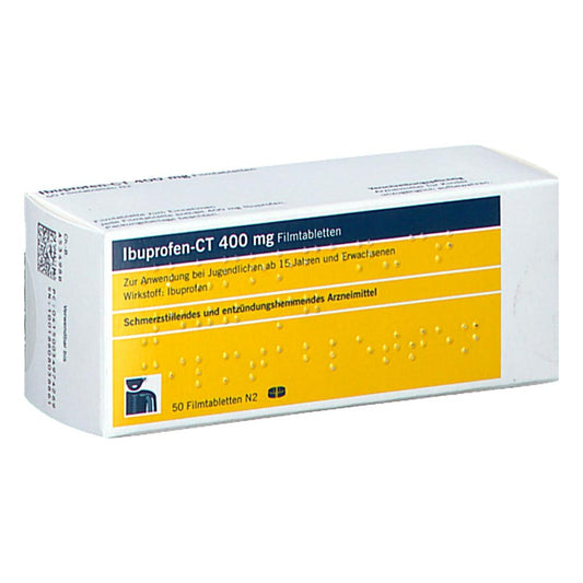 Das Produktfoto zeigt Ibuprofen-Ct 400 Mg Filmtabletten (50 stk) PZN 03497426
