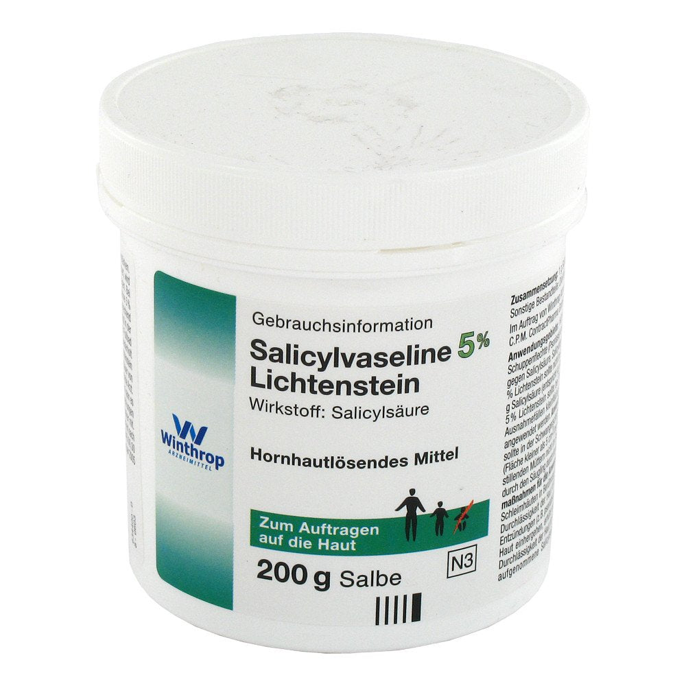 Das Produktfoto zeigt Salicylvaseline 5% Lichtenstein (200 g) PZN 03502328