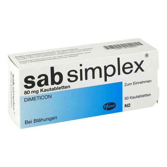 Das Produktfoto zeigt Sab Simplex Kautabletten (50 stk) PZN 03519464