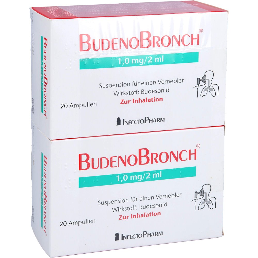 Das Produktfoto zeigt Budenobronch 1,0 Mg/2 Ml Suspension F.E.Vernebler (2X20X2 ml) PZN 03523508