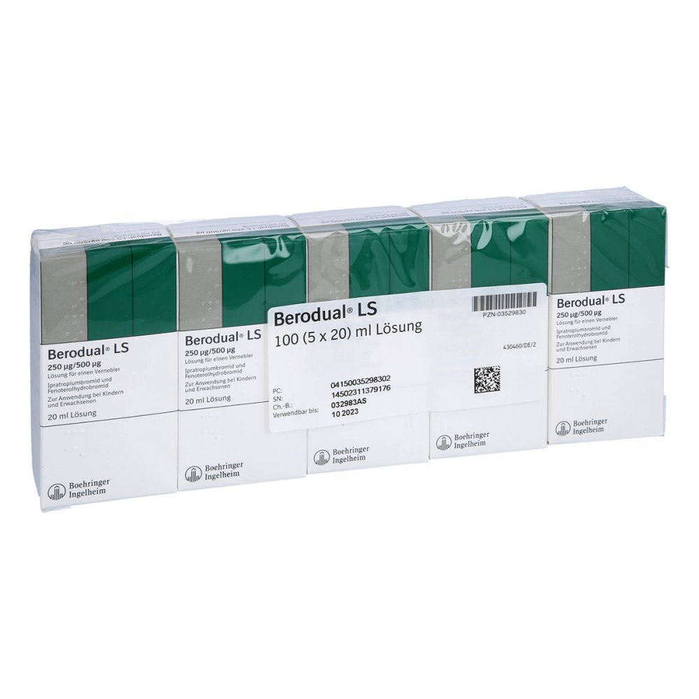 Das Produktfoto zeigt Berodual Ls Lösung Für Einen Vernebler (5X20 ml) PZN 03529830