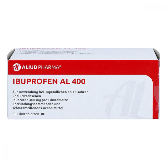 Das Produktfoto zeigt Ibuprofen Al 400 Filmtabletten (50 stk) PZN 03530951