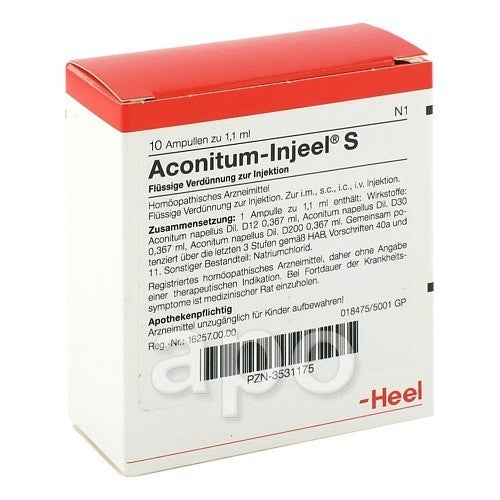 Das Produktfoto zeigt Aconitum Injeel S Ampullen (10 stk) PZN 03531175