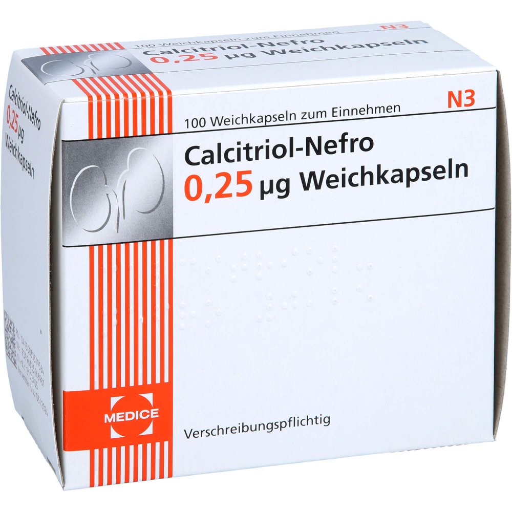 Das Produktfoto zeigt Calcitriol-Nefro 0,25 Μg Weichkapseln (100 stk) PZN 03531956