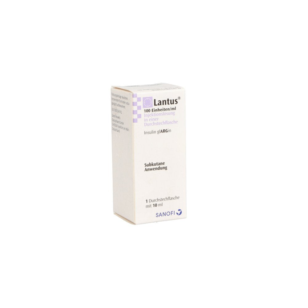 Das Produktfoto zeigt Lantus 100 E/Ml Injektionslösung Durchstechfl. (10 ml) PZN 03532803