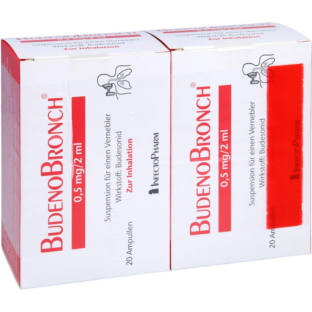 Das Produktfoto zeigt Budenobronch 0,5 Mg/2 Ml Suspension F.E.Vernebler (2X20X2 ml) PZN 03537396