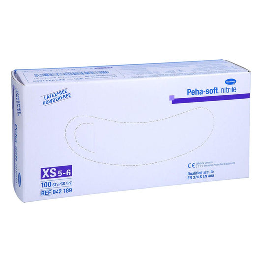 Das Produktfoto zeigt Peha-Soft Nitrile Unt.Handsch.Unste.Puderfrei Xs (100 stk) PZN 03538042
