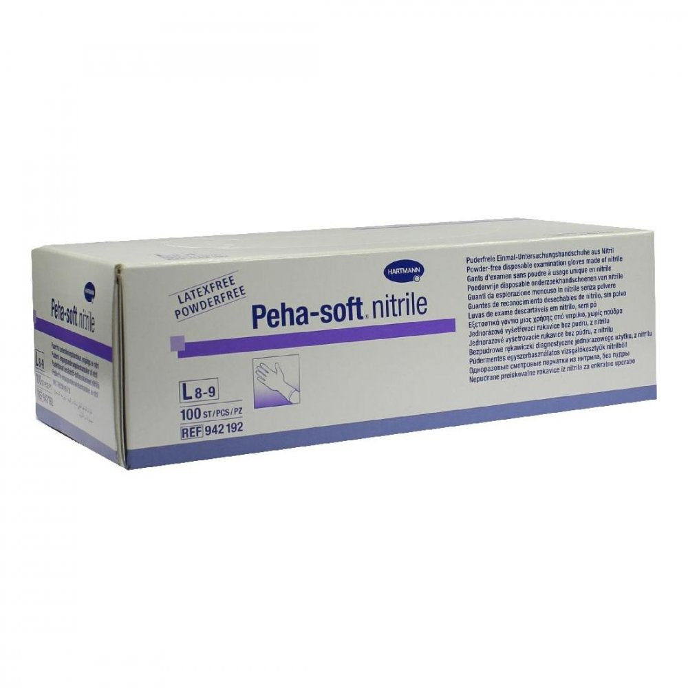 Das Produktfoto zeigt Peha-Soft Nitrile Unt.Handsch.Unste.Puderfrei L (100 stk) PZN 03538071
