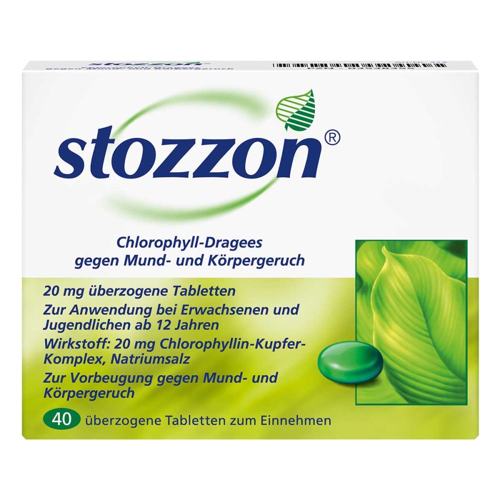 Das Produktfoto zeigt Stozzon Chlorophyll Überzogene Tabletten (40 stk) PZN 03538355