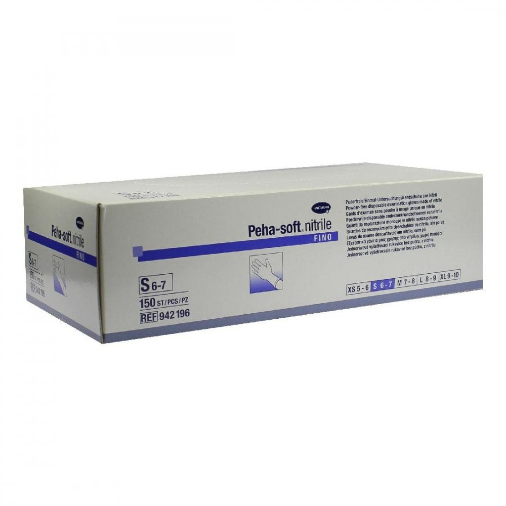 Das Produktfoto zeigt Peha-Soft Nitrile Fino Unt.Hands.Unsteril Pf S (150 stk) PZN 03539455