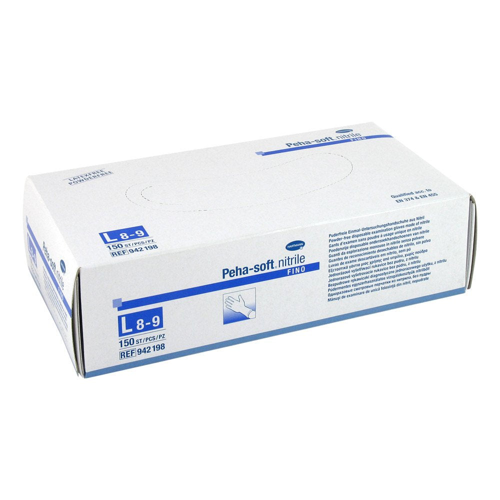 Das Produktfoto zeigt Peha-Soft Nitrile Fino Unt.Hands.Unsteril Pf L (150 stk) PZN 03539722