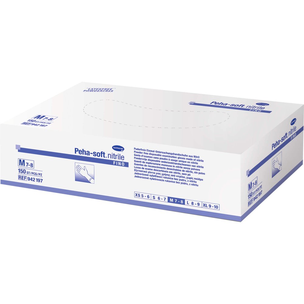 Das Produktfoto zeigt Peha-Soft Nitrile Fino Unt.Hands.Unsteril Pf Xl (150 stk) PZN 03539774
