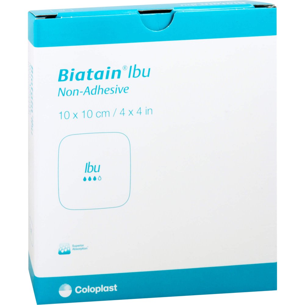 Das Produktfoto zeigt Biatain Ibu Schaumverband 10x10 Cm Nicht Haftend (5 stk) PZN 03540398
