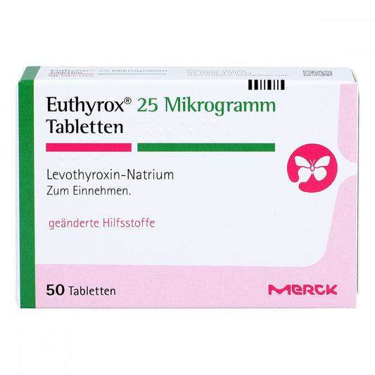Das Produktfoto zeigt Euthyrox 25 Mikrogramm Tabletten (50 stk) PZN 03542291