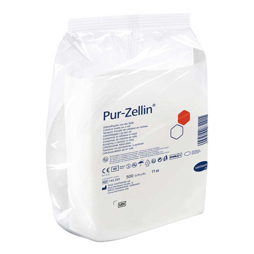 Das Produktfoto zeigt Pur-Zellin 4x5 Cm Steril Rolle Zu 500 St. (1 stk) PZN 03548112