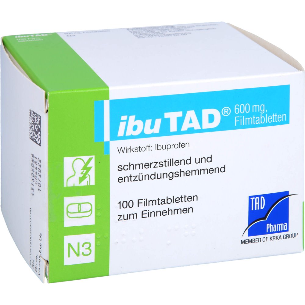 Das Produktfoto zeigt Ibutad 600 Mg Filmtabletten (100 stk) PZN 03550379