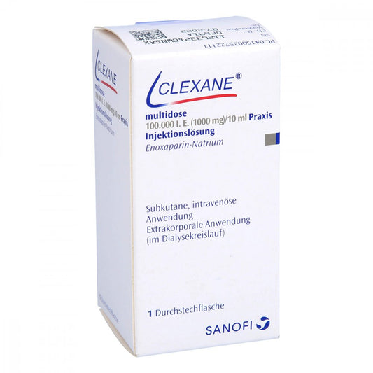 Das Produktfoto zeigt Clexane Multidose 100.000 I.E. 1g/10ml Praxis Ilo (10 ml) PZN 03572211