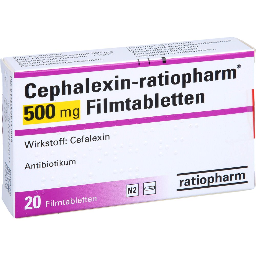Cephalexin-Ratiopharm 500 Mg Filmtabletten (20 stk)