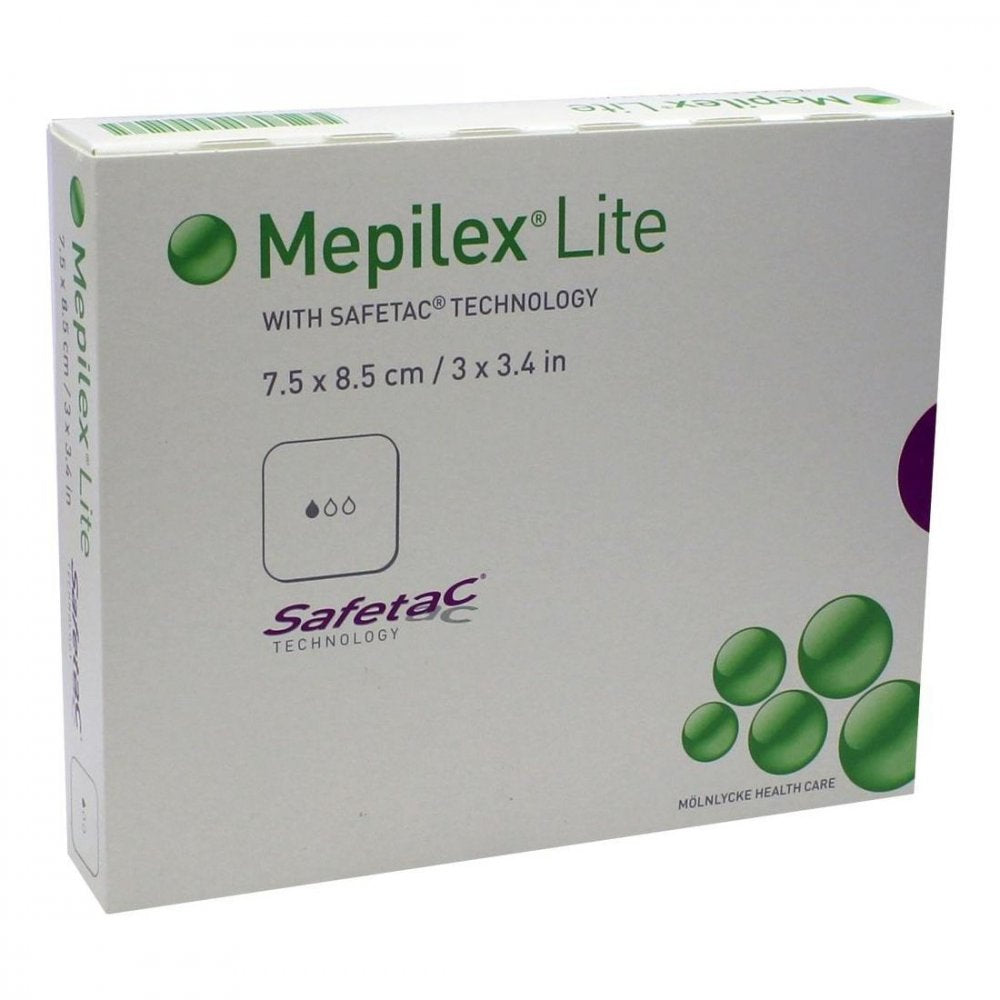 Das Produktfoto zeigt Mepilex Lite Schaumverband 7,5x8,5 Cm Steril (5 stk) PZN 03642443