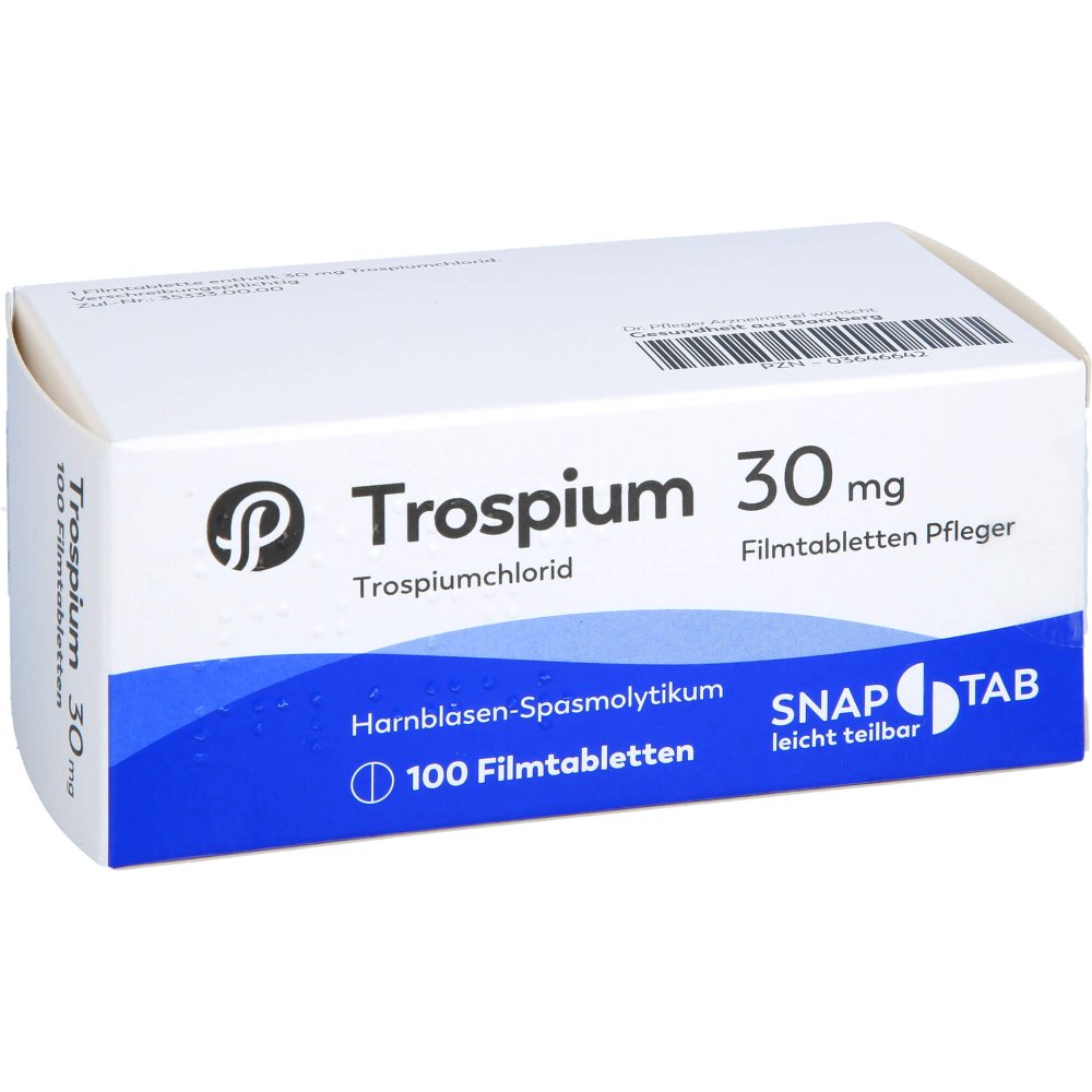 Das Produktfoto zeigt Trospium 30 Mg Filmtabletten Pfleger (100 stk) PZN 03646642