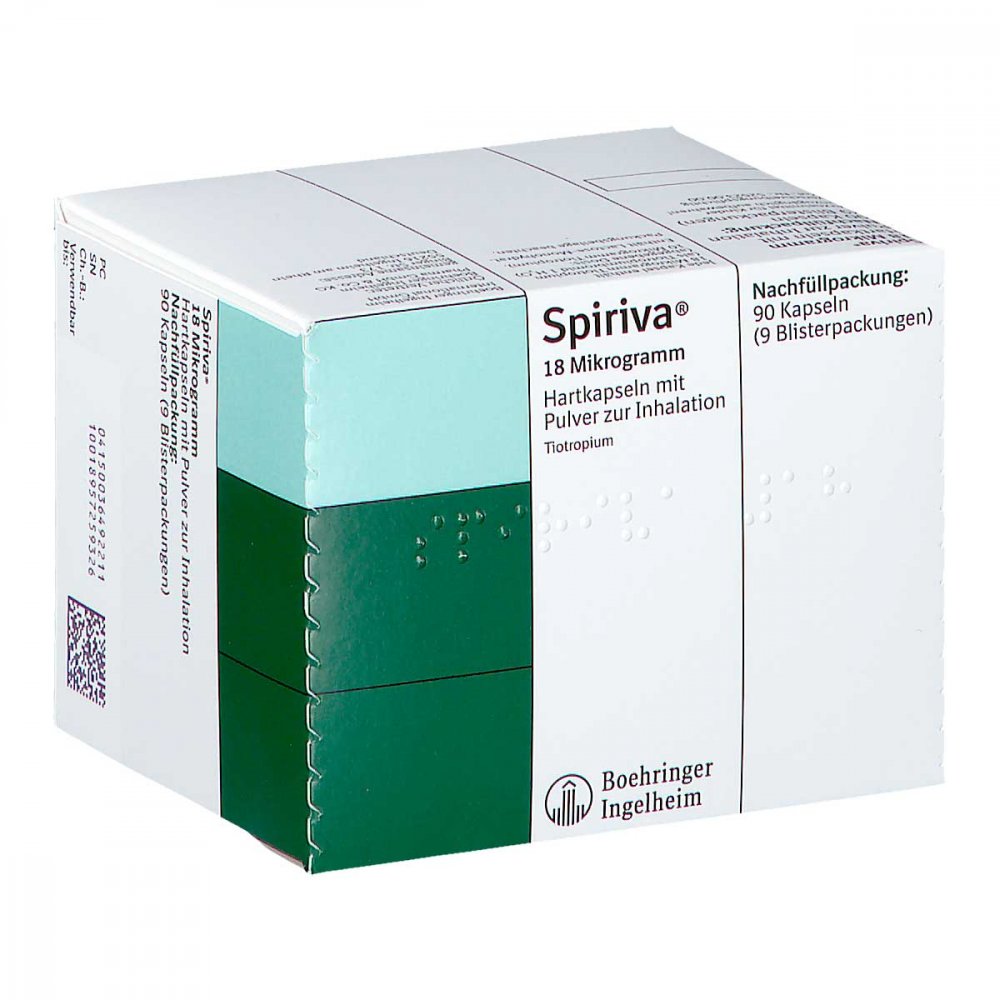 Das Produktfoto zeigt Spiriva 18 Μg Hartkaps.M.Plv.F.Handihaler Nachfüll (90 stk) PZN 03649221