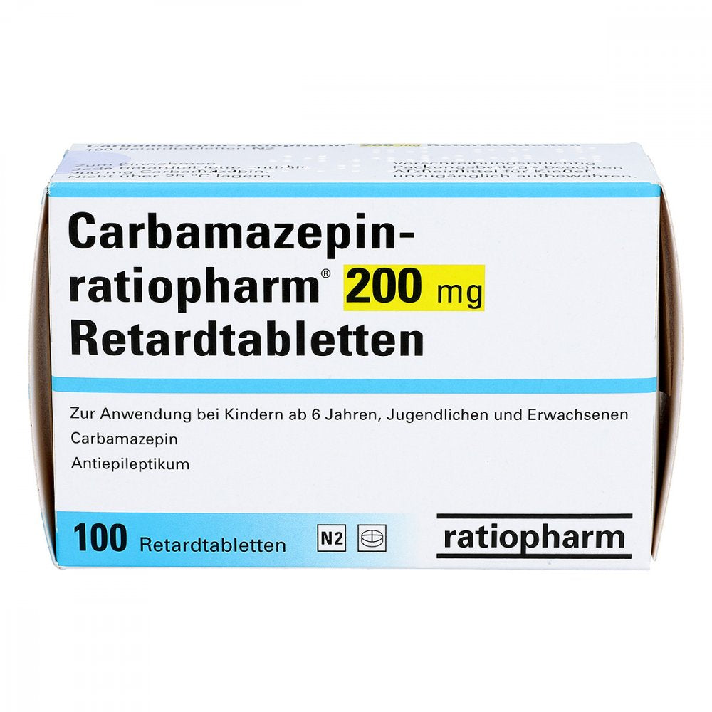 Das Produktfoto zeigt Carbamazepin-Ratiopharm 200 Mg Retardtabletten (100 stk) PZN 03659774
