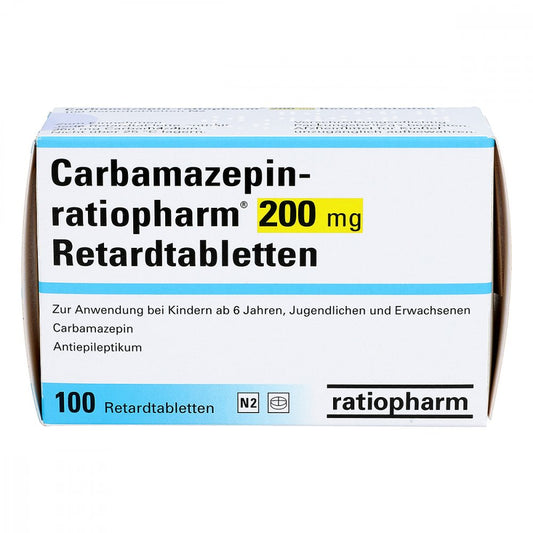 Das Produktfoto zeigt Carbamazepin-Ratiopharm 200 Mg Retardtabletten (100 stk) PZN 03659774