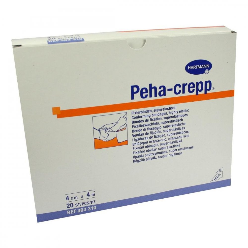 Das Produktfoto zeigt Peha Crepp Fixierbinde 4 Cmx4 M (20 stk) PZN 03664597