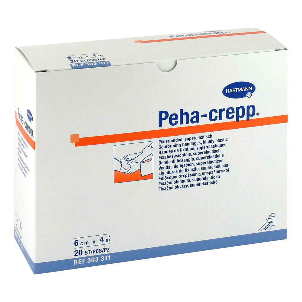 Das Produktfoto zeigt Peha Crepp Fixierbinde 6 Cmx4 M (20 stk) PZN 03664605