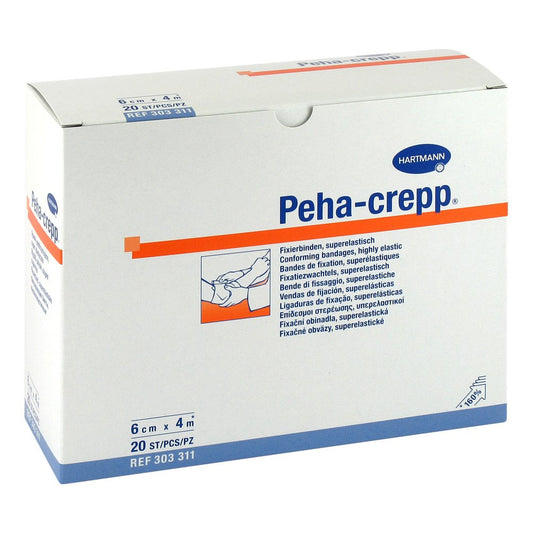 Das Produktfoto zeigt Peha Crepp Fixierbinde 6 Cmx4 M (20 stk) PZN 03664605